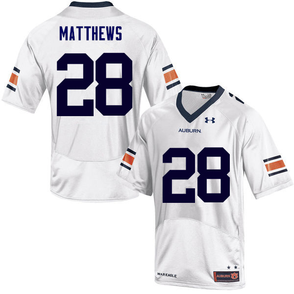 Auburn Tigers Men's Tray Matthews #28 White Under Armour Stitched College NCAA Authentic Football Jersey ZXV2274KM